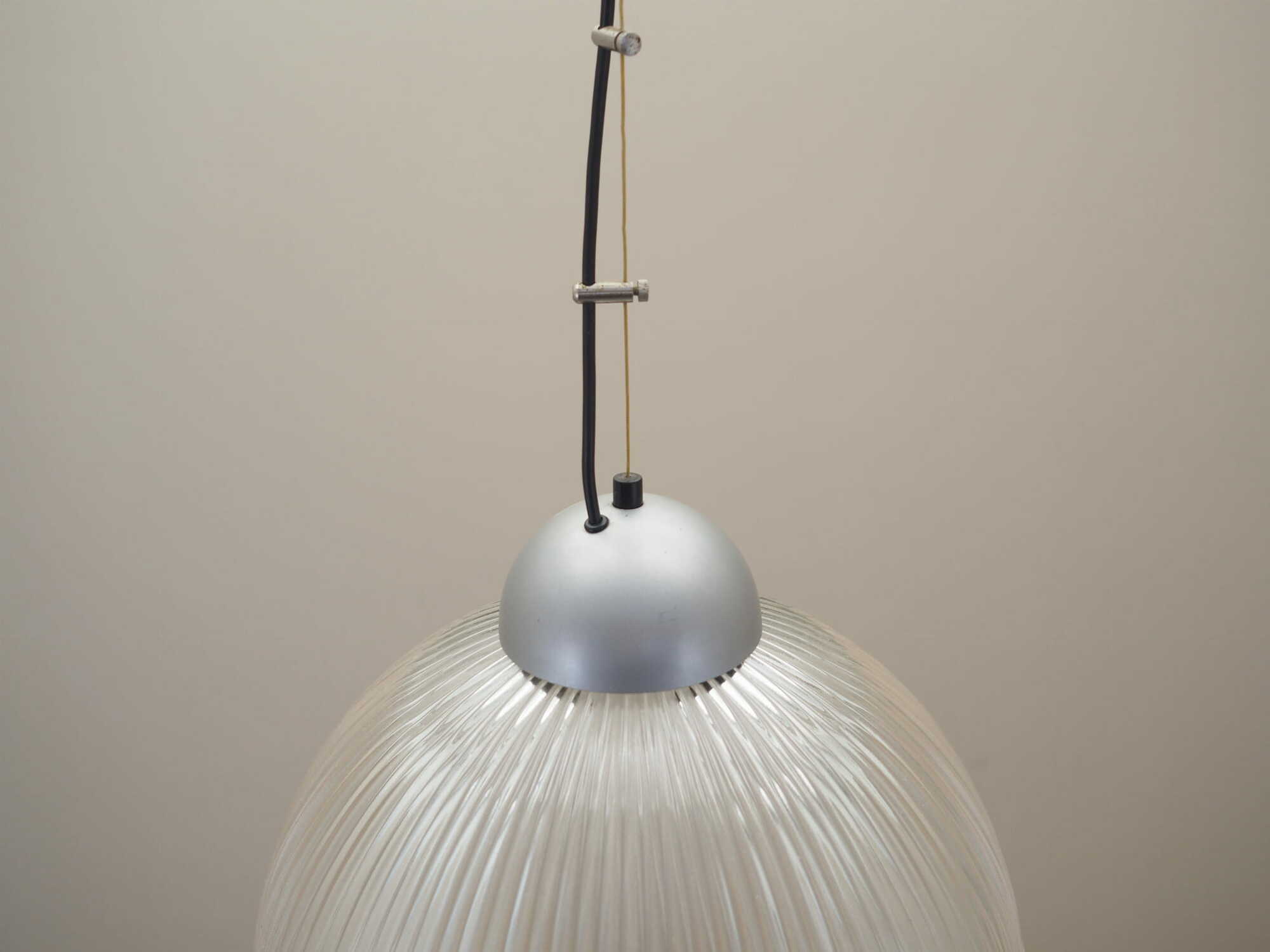 Vintage pendant lamp glass plastic grey 1970s 2