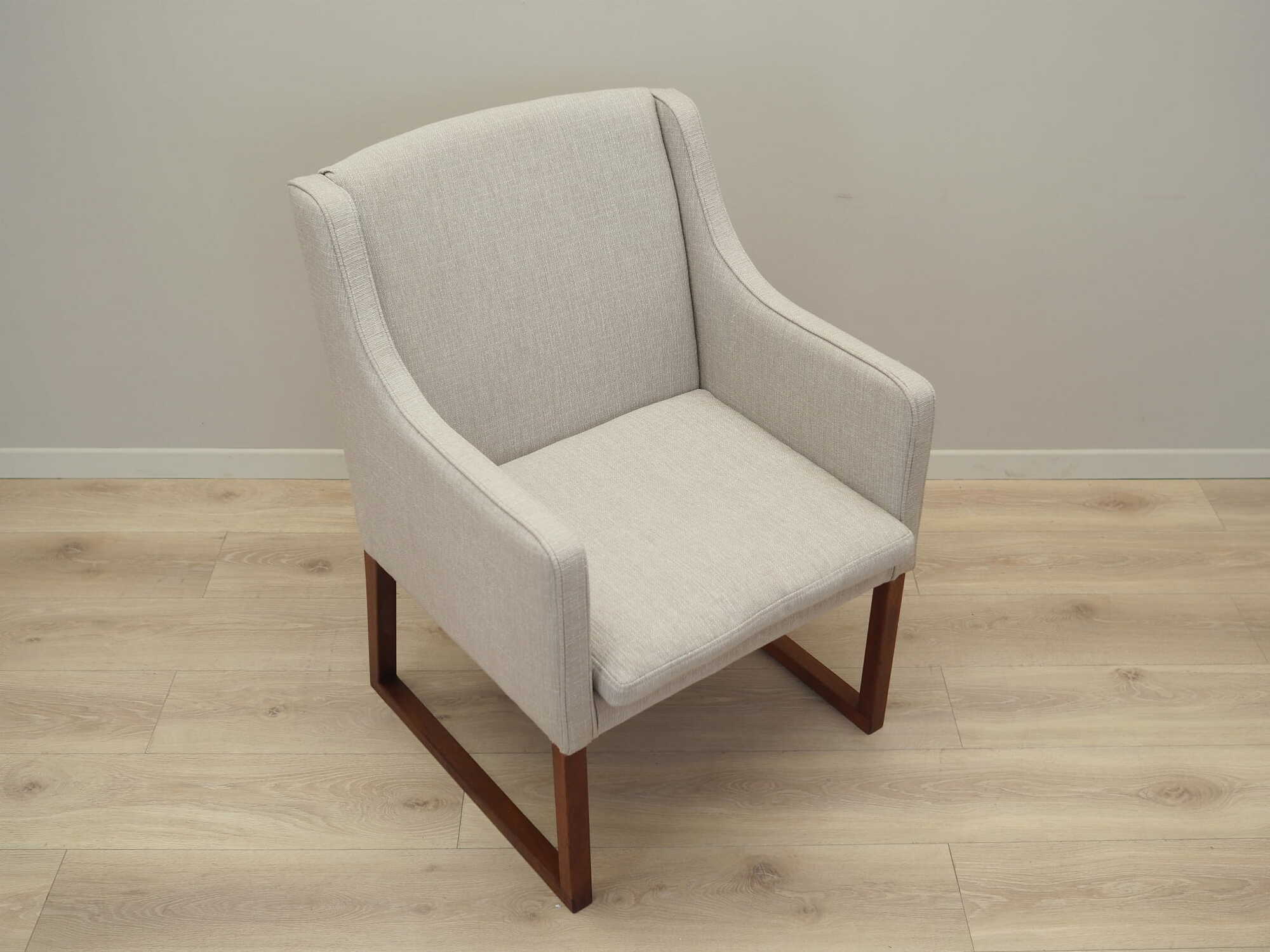 Vintage chair teak wood textile beige 1970s 9