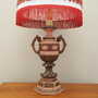 Vintage Table Lamp Ceramic Textile Multicolor 1970s 2