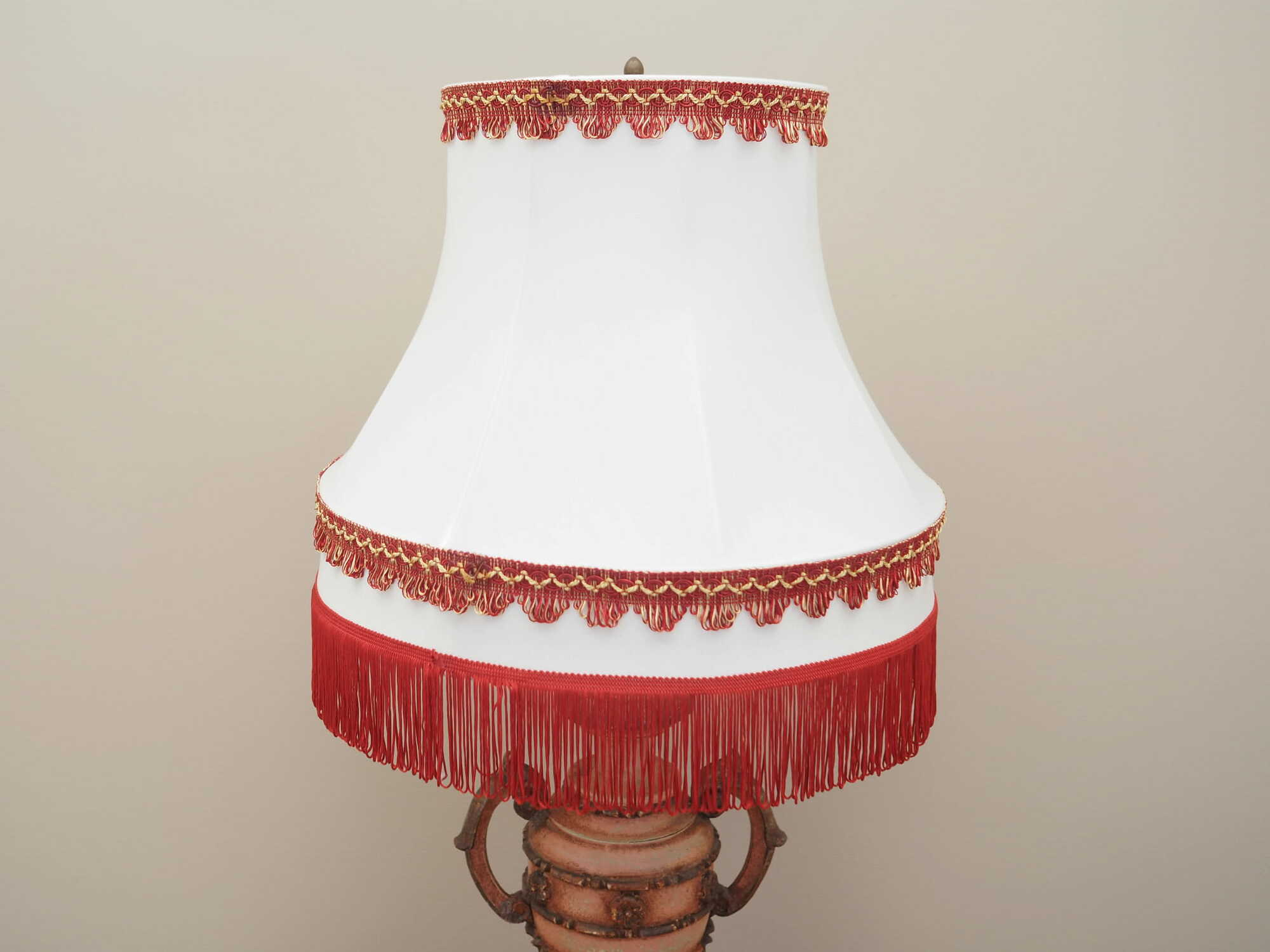 Vintage Table Lamp Ceramic Textile Multicolor 1970s 3