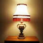 Vintage Table Lamp Ceramic Textile Multicolor 1970s 5