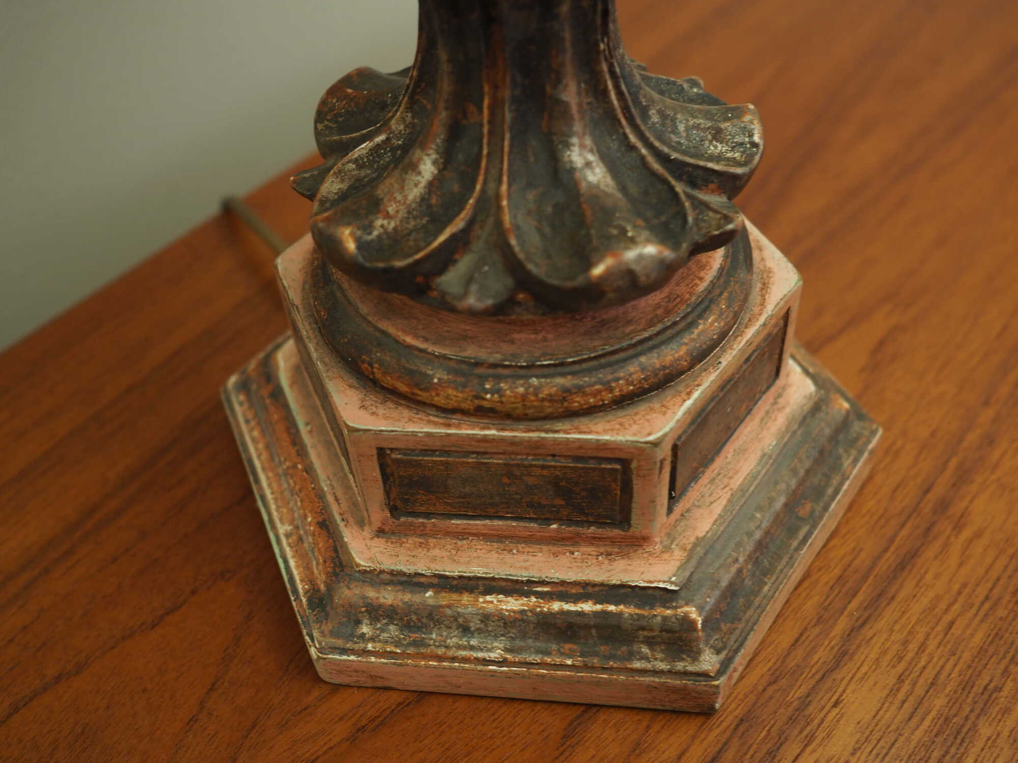 Vintage Table Lamp Ceramic Textile Multicolor 1970s 6