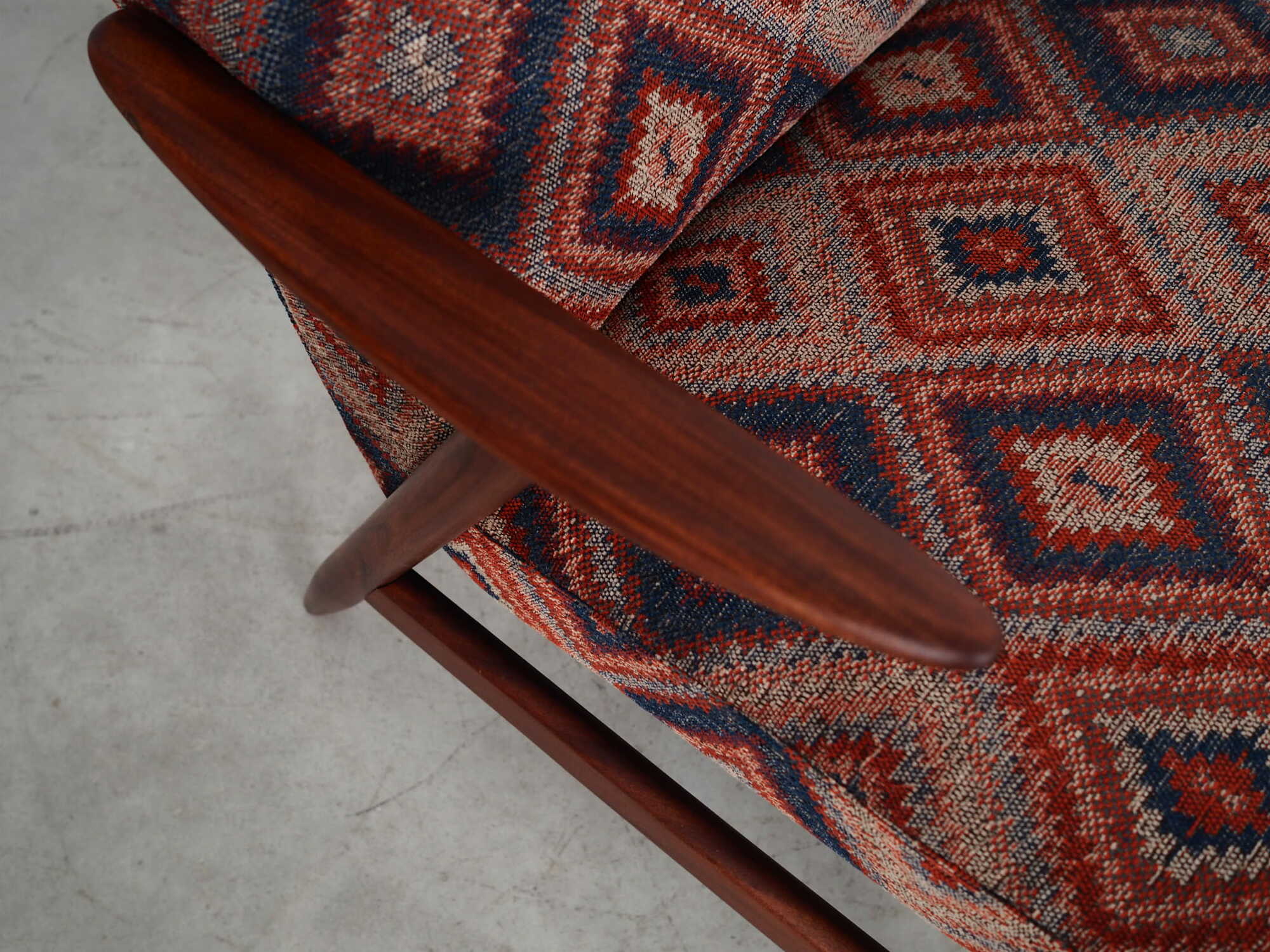 Vintage chair Teak wood Textile Multicolor 1970s  9