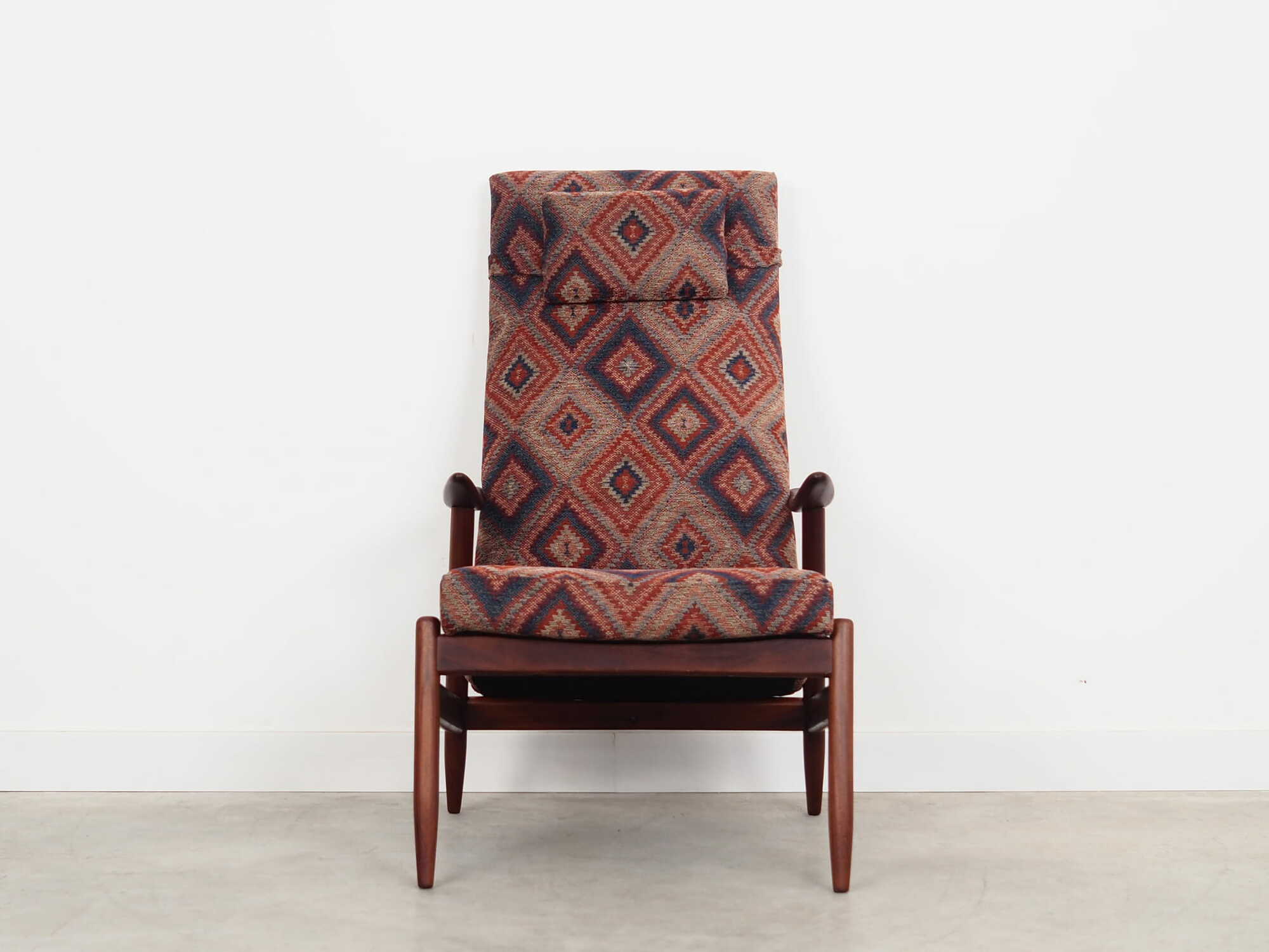 Vintage chair Teak wood Textile Multicolor 1970s  1