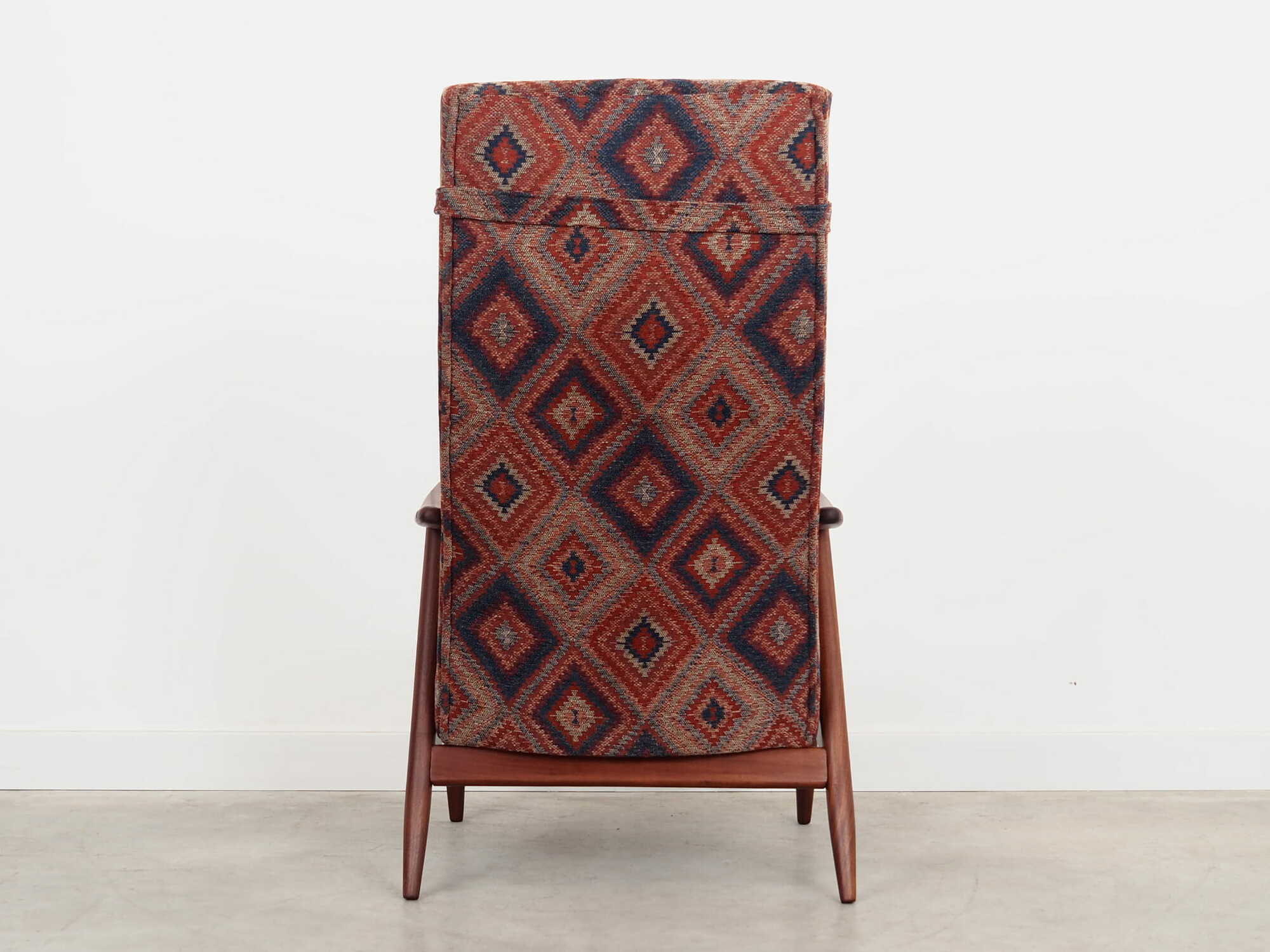 Vintage chair Teak wood Textile Multicolor 1970s  4