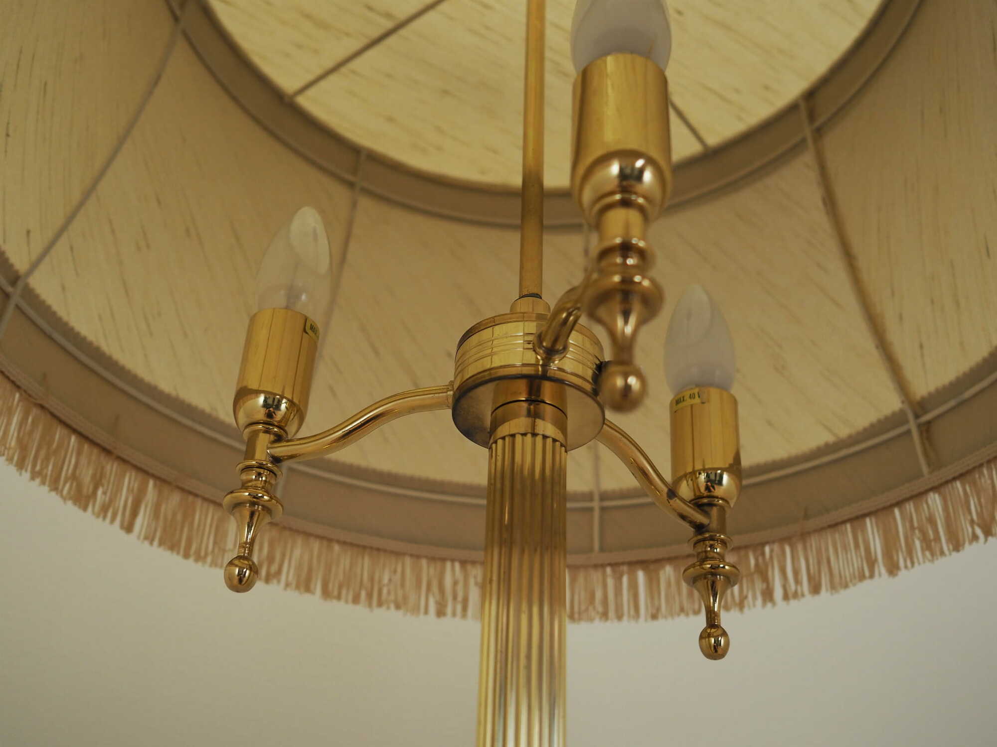 Vintage Floor Lamp Metal Textile Gold 1970s 6