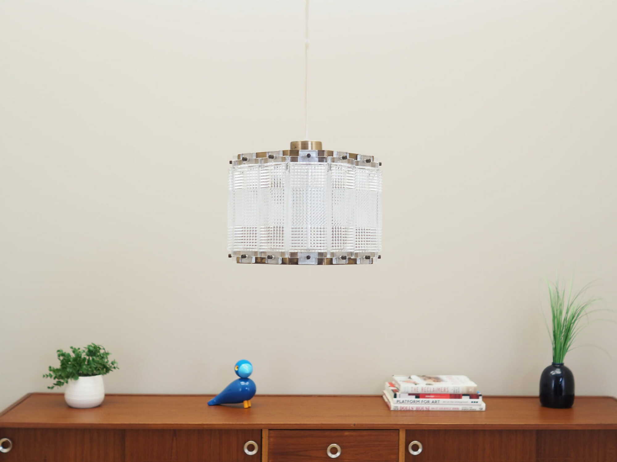 Vintage pendant lamp Metal Plastic White 1970s 2