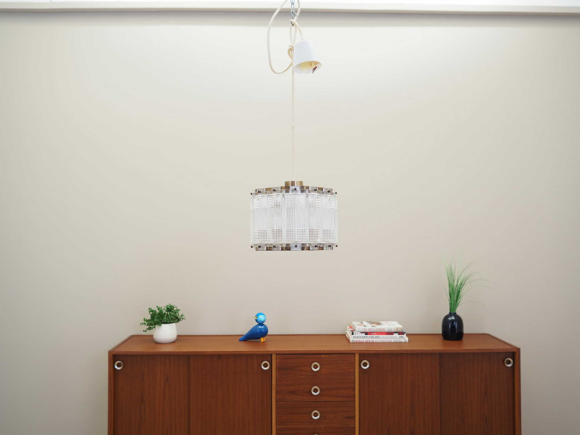 Vintage pendant lamp Metal Plastic White 1970s 1