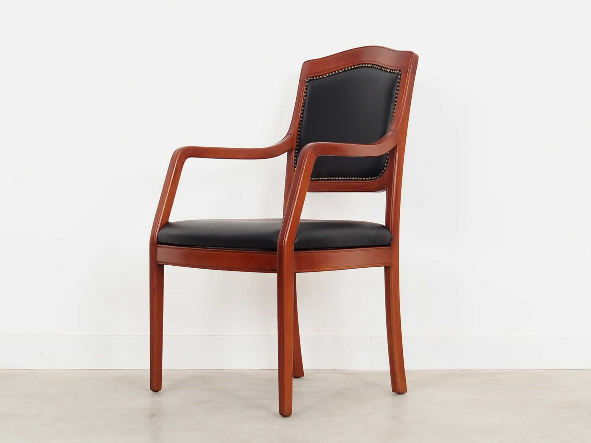 Chair Wood Leather Black 1970s 2