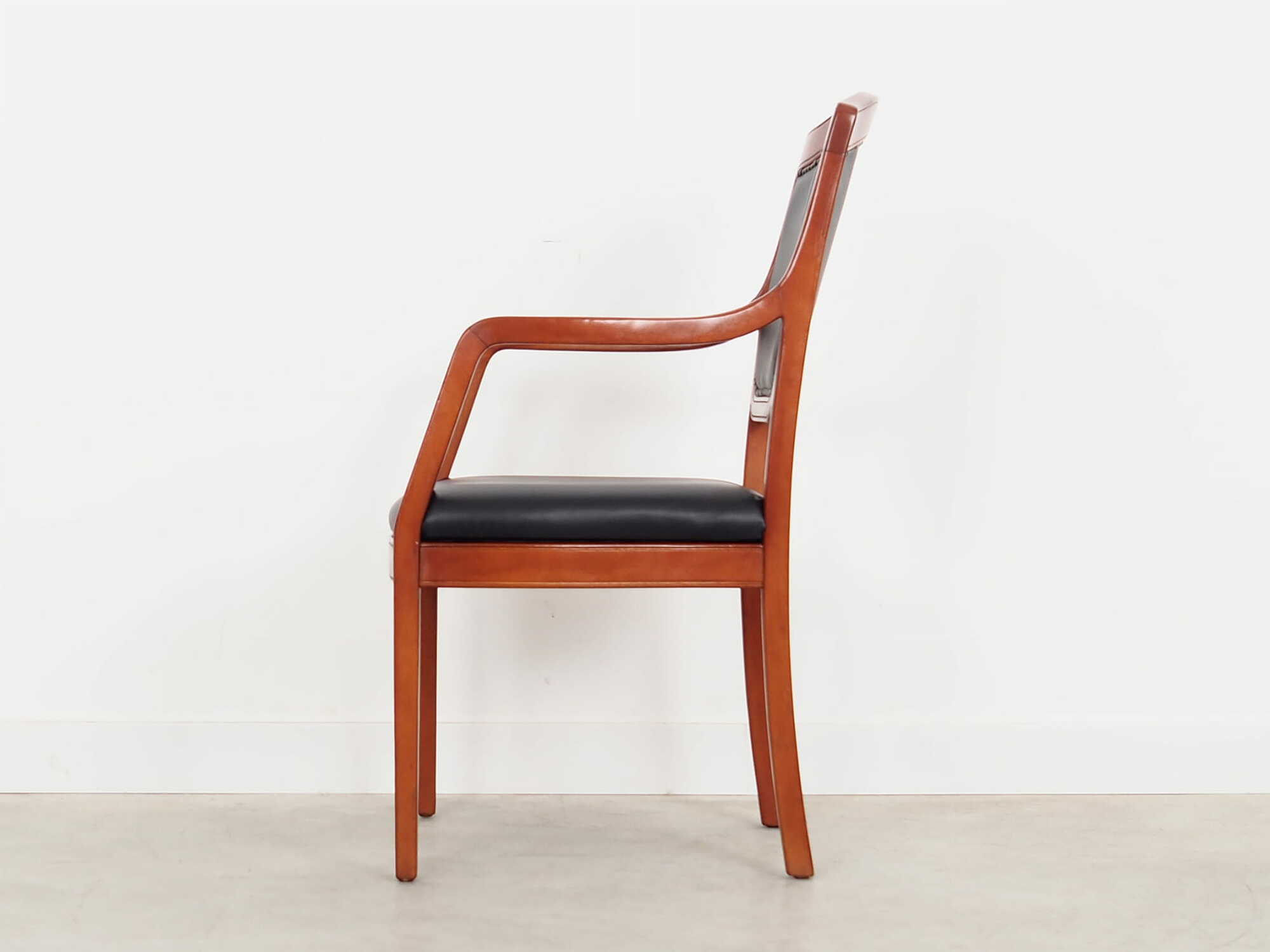 Chair Wood Leather Black 1970s 3