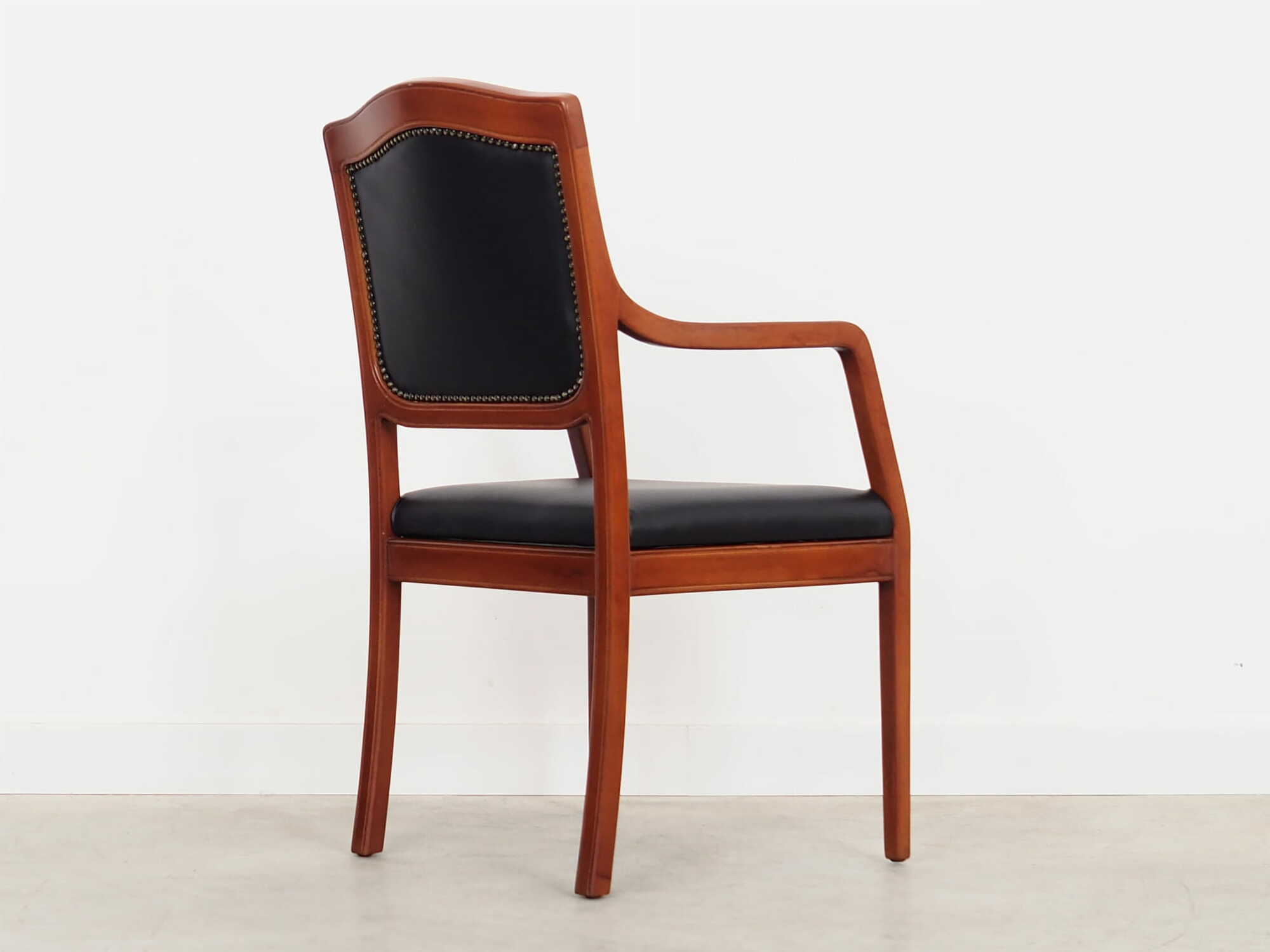 Chair Wood Leather Black 1970s 5