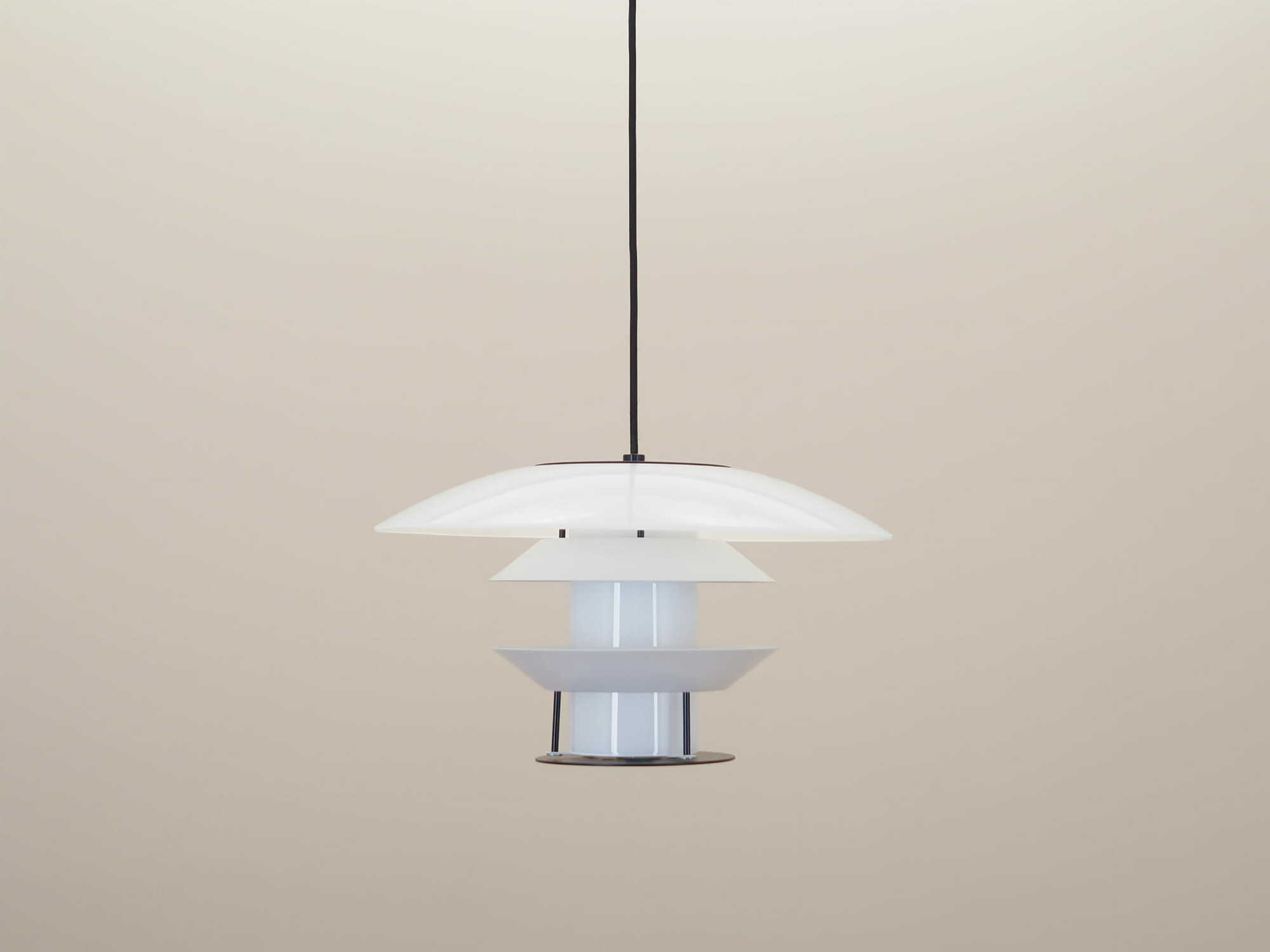 Vintage Pendant Lamp Glass Metal White 1990s 1