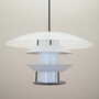Vintage Pendant Lamp Glass Metal White 1990s 2