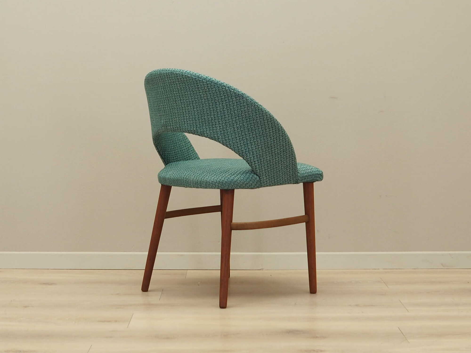 Vintage chair teak wood textile turquoise 1970s 5