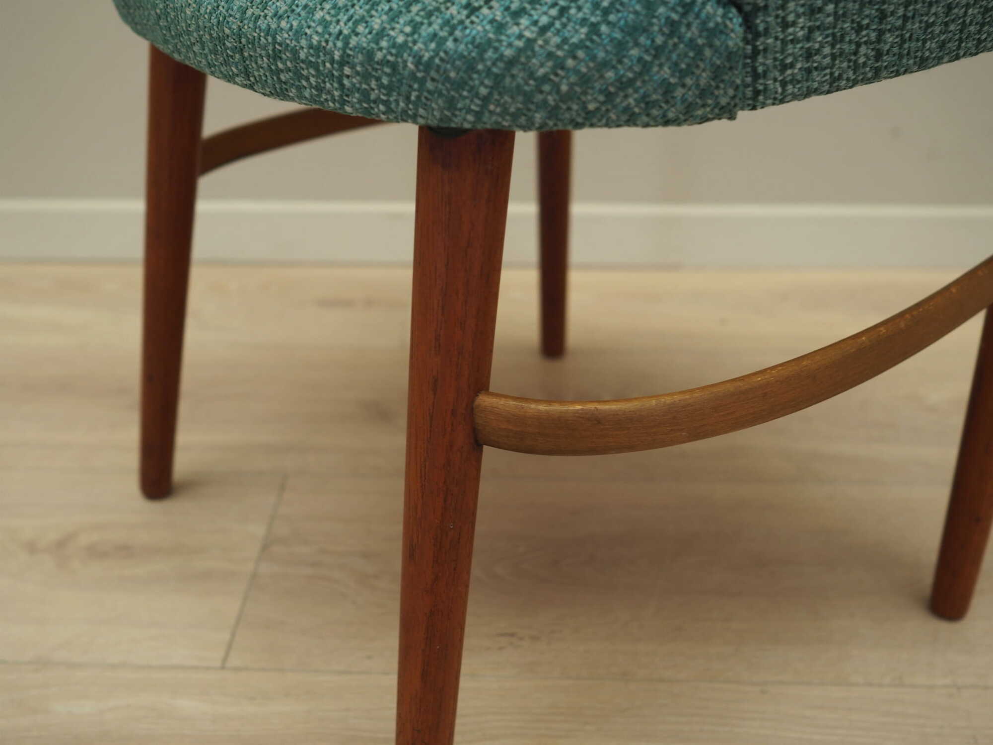 Vintage chair teak wood textile turquoise 1970s 9