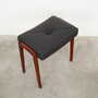 Vintage stool Teak wood Leather Black 1970s 4