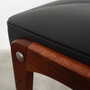 Vintage stool Teak wood Leather Black 1970s 6
