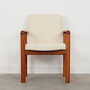 Vintage Chair Teak Wood Textile White 1970s 1