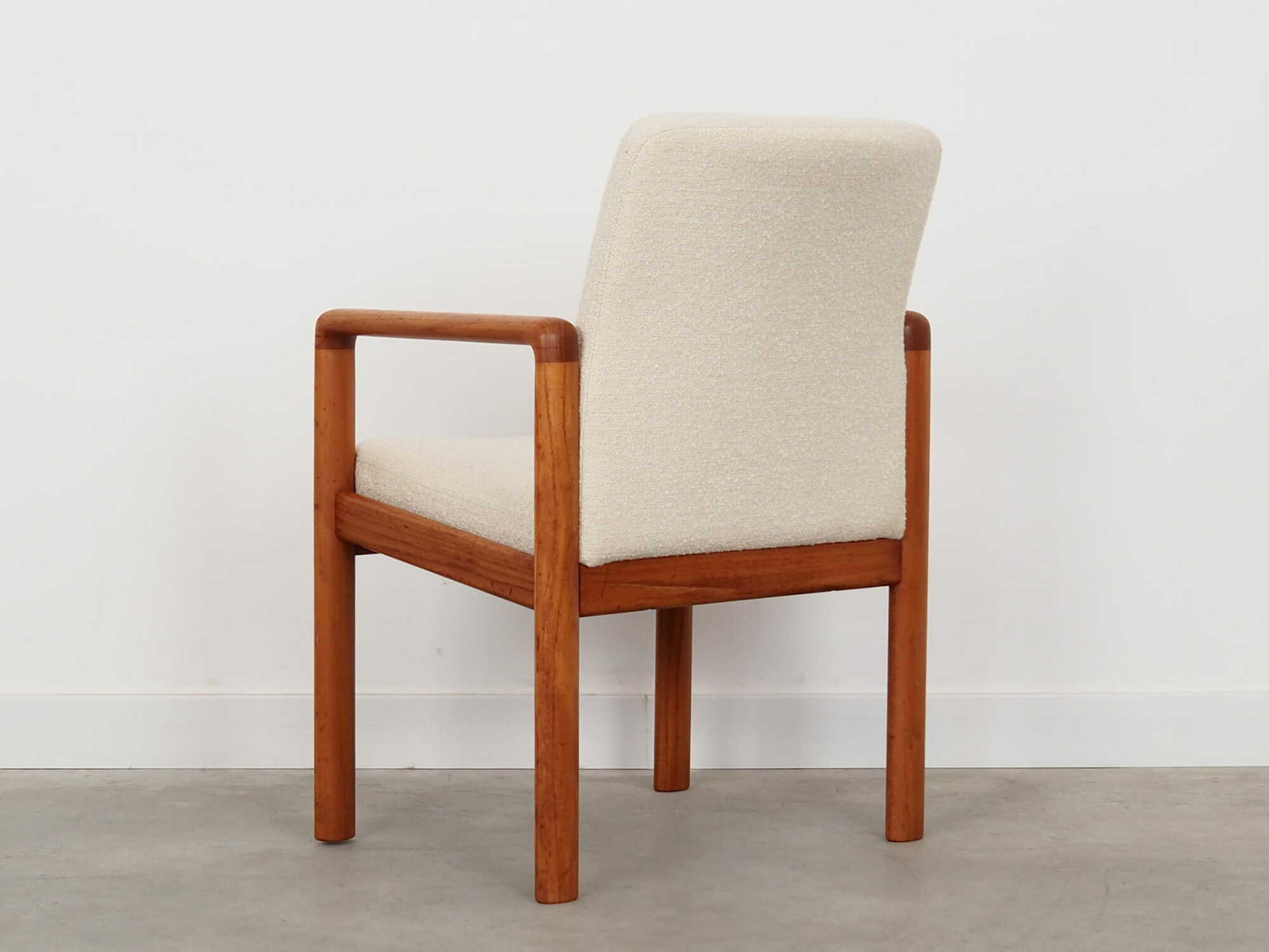 Vintage Chair Teak Wood Textile White 1970s 3