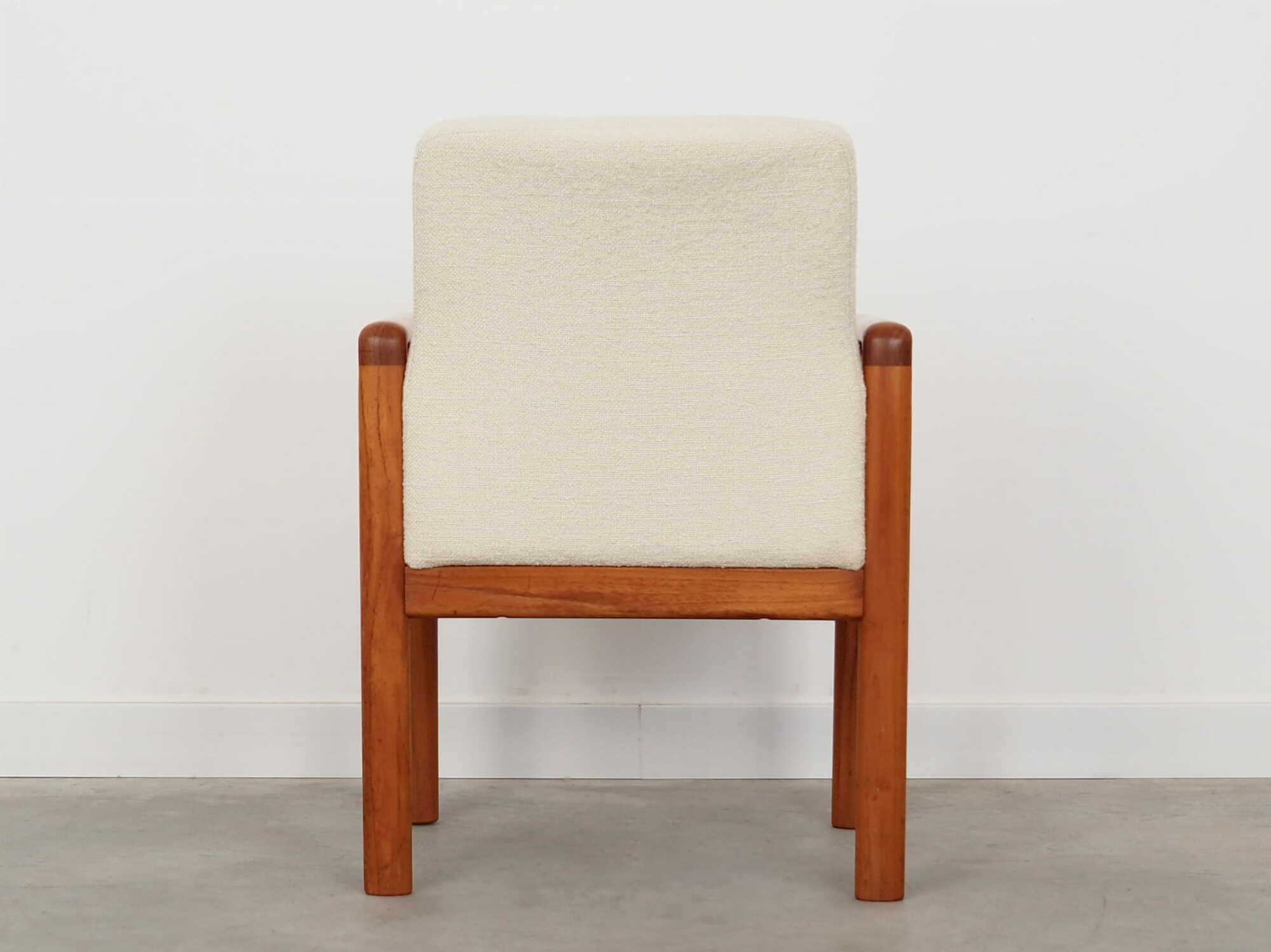 Vintage Chair Teak Wood Textile White 1970s 4