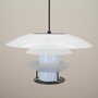 Vintage Pendant Lamp Glass Metal White 1990s 3