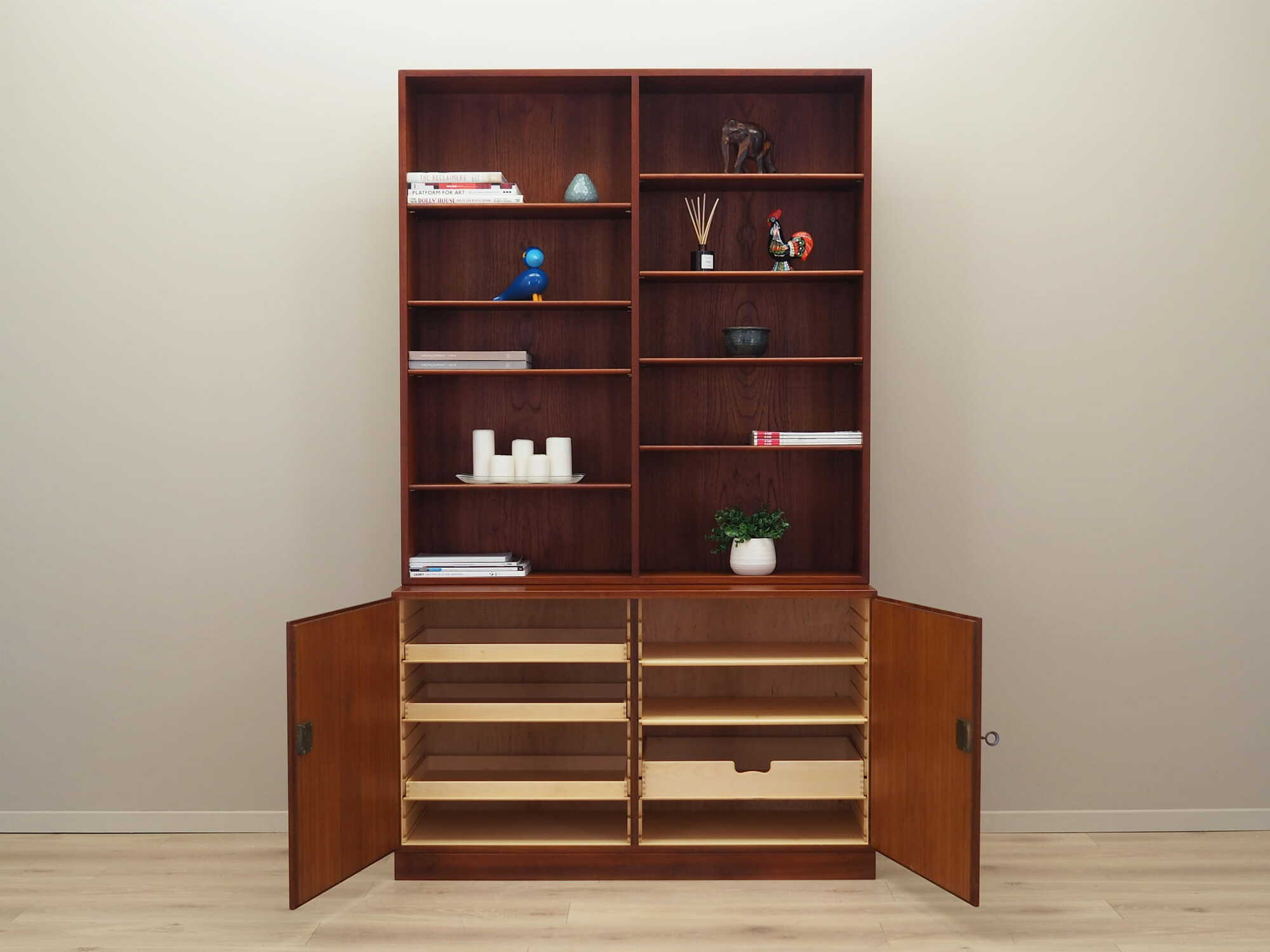 Vintage Bücherregal Teakholz Braun 1960er Jahre  2
