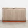 Vintage Sofa 2-Sitzer Teakholz Textil Grau 1970er Jahre 4
