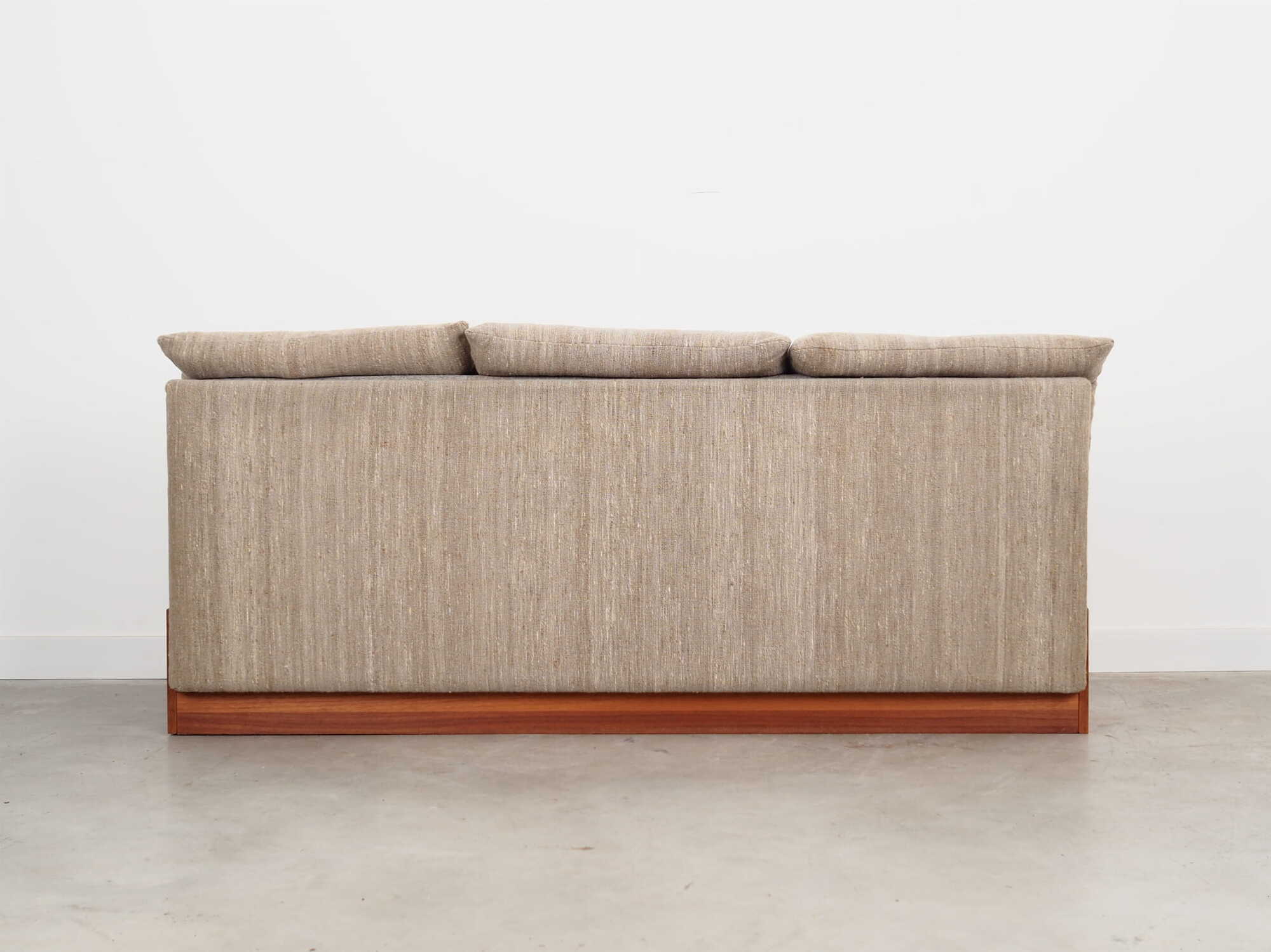Vintage Sofa 3-Seater Teak Wood Textile Grey 1970s 3