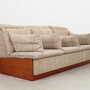 Vintage Sofa 3-Seater Teak Wood Textile Grey 1970s 4