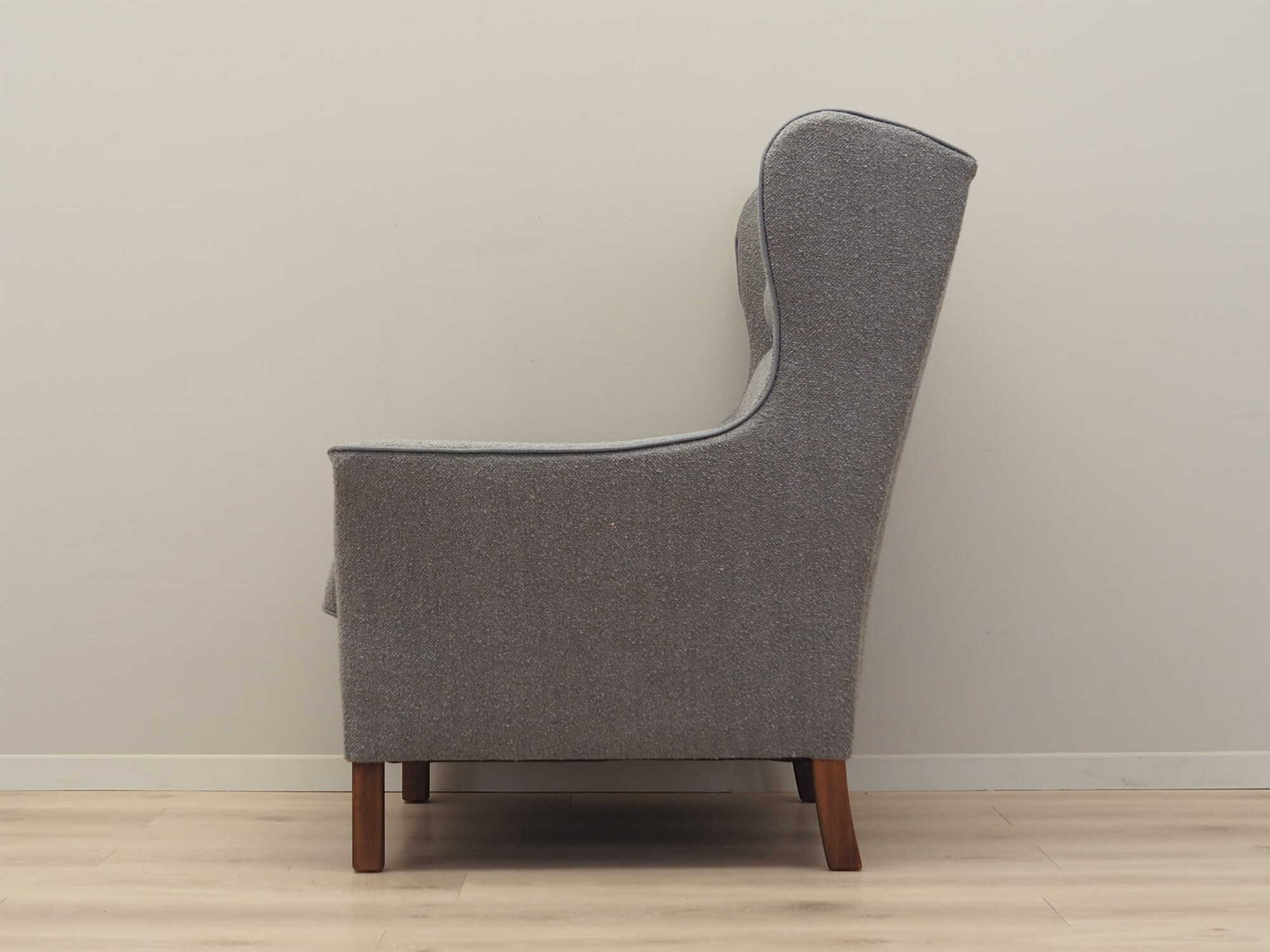 Vintage armchair beech wood textile grey 1970s 2