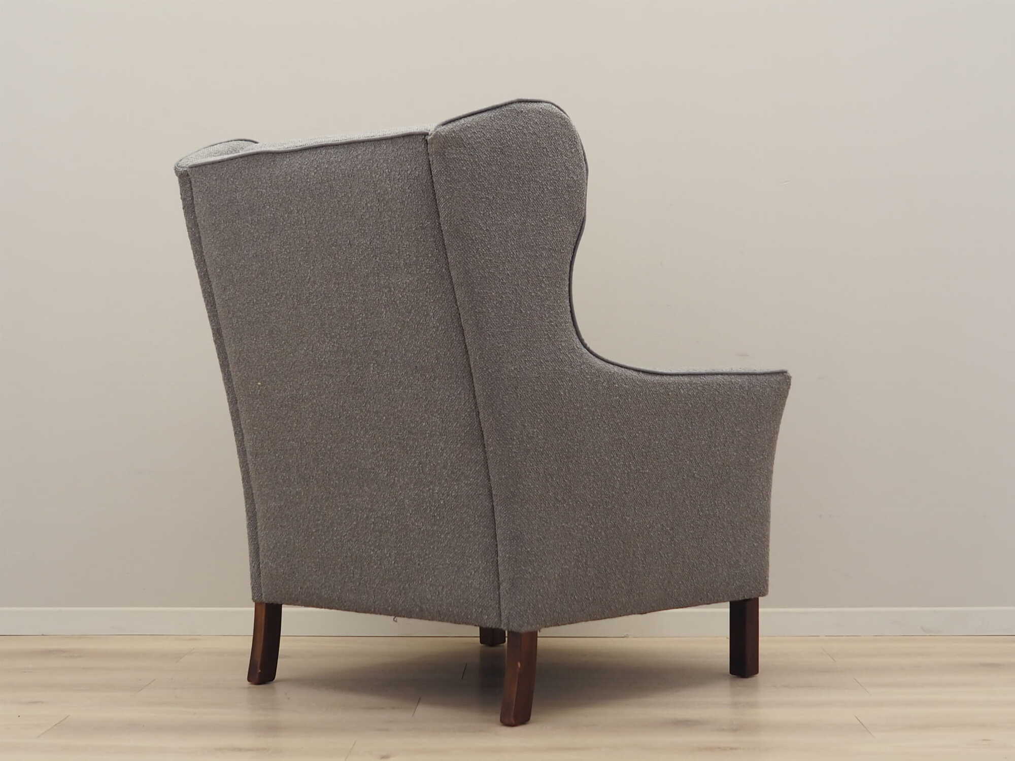 Vintage armchair beech wood textile grey 1970s 5