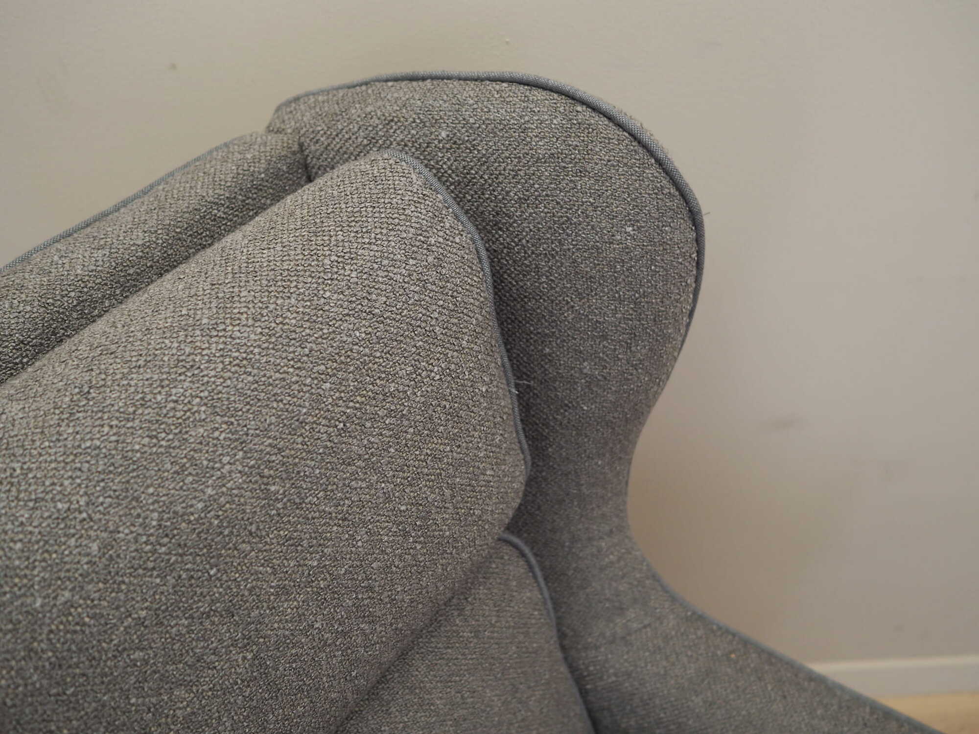 Vintage armchair beech wood textile grey 1970s 9