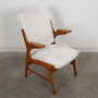 Vintage armchair beech wood textile white 1960s 7