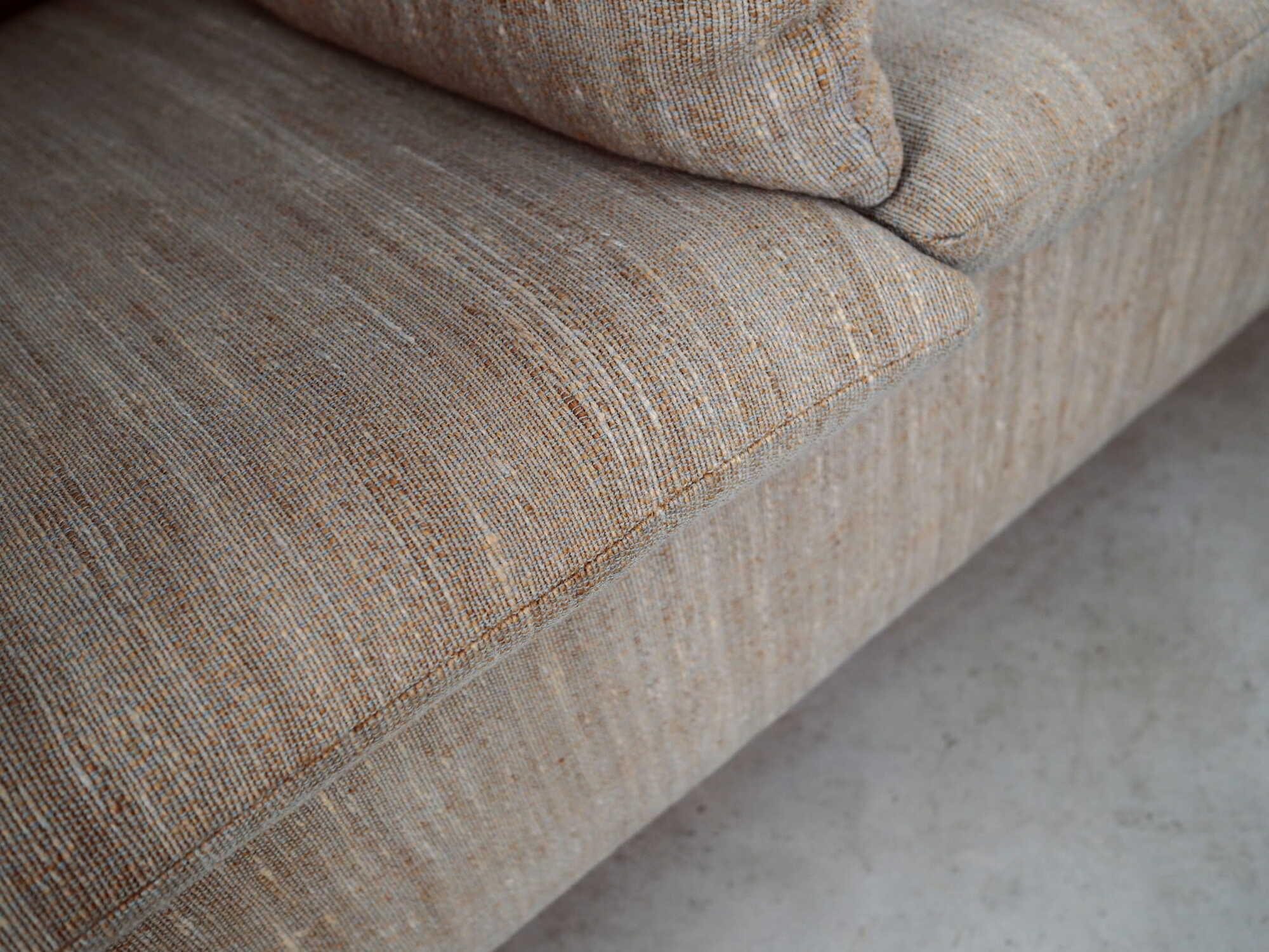Vintage Sofa 3-Seater Teak Wood Textile Grey 1970s 8