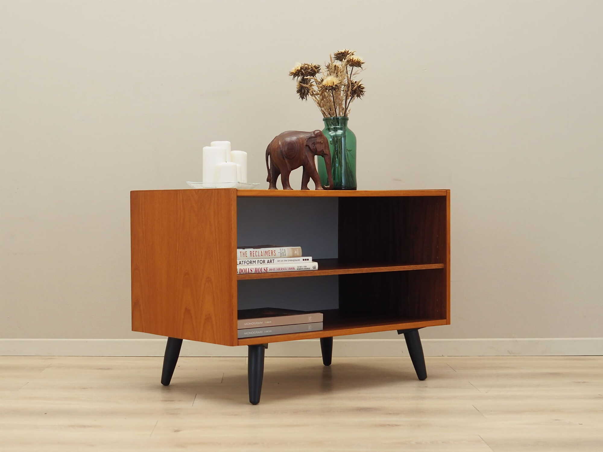 Vintage Bücherregal Teakholz Braun 1970er Jahre 3