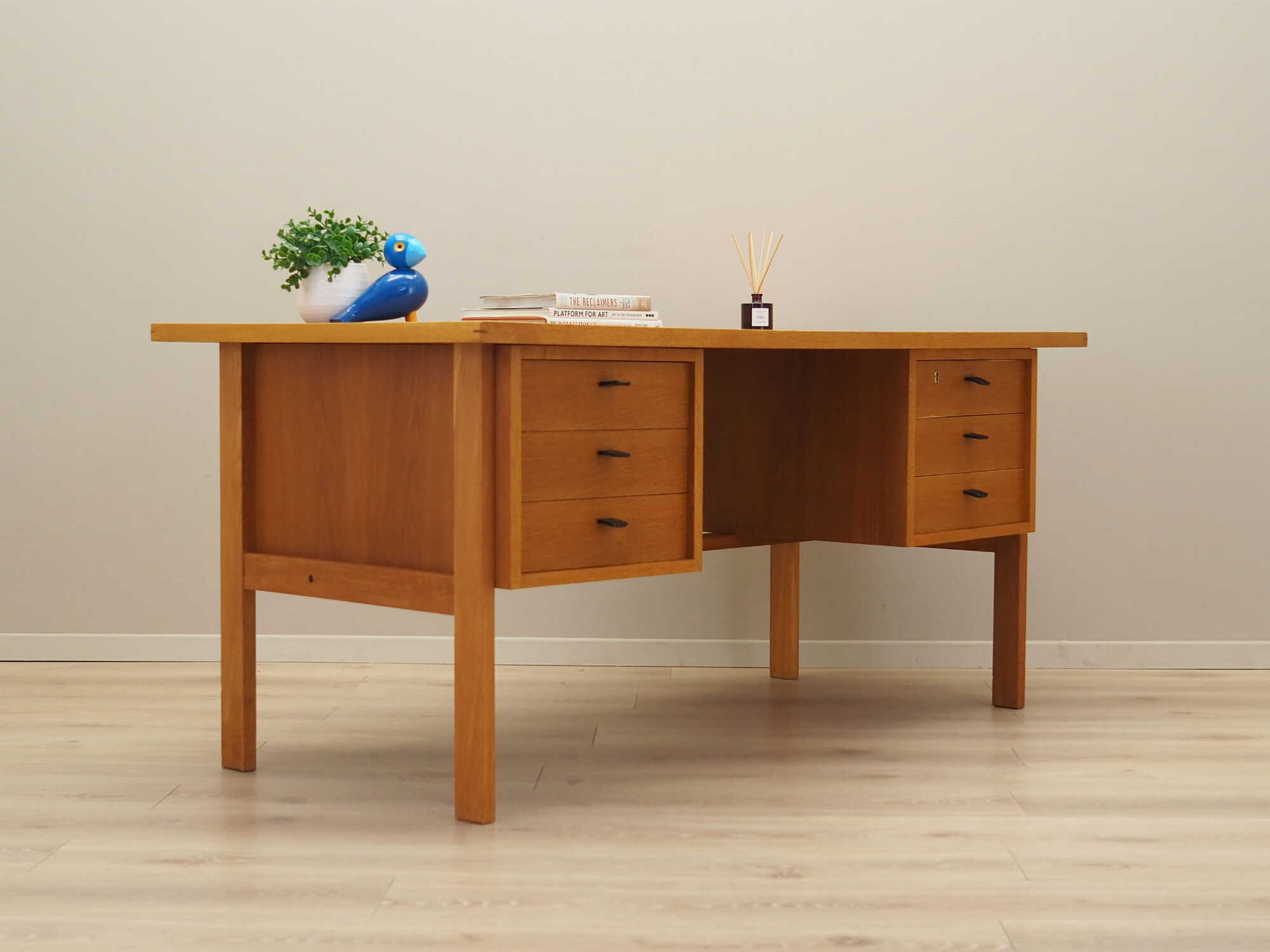 Vintage Desk Ash Wood Brown 1960s 4