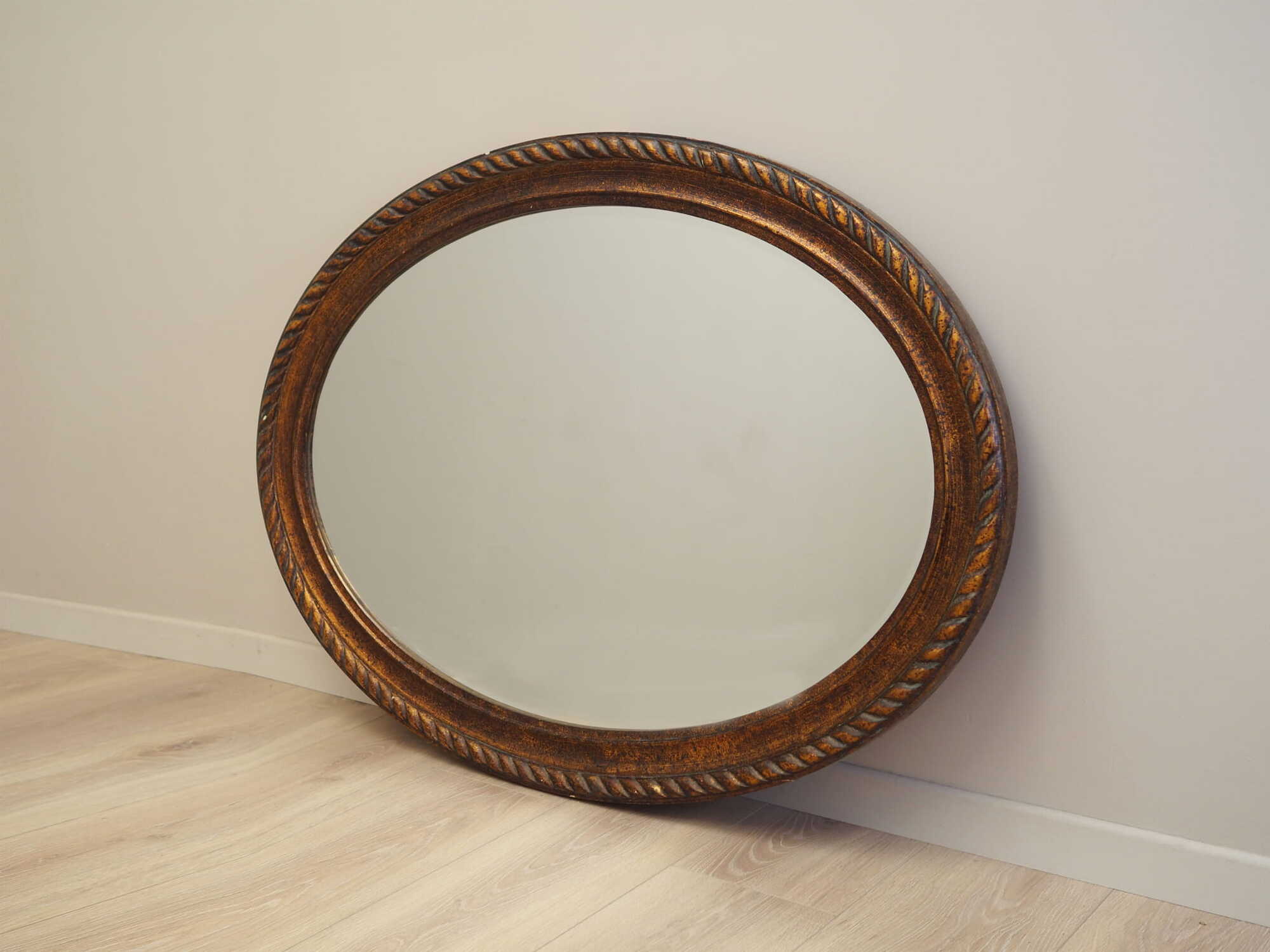 Vintage mirror wooden frame brown 1960s 1