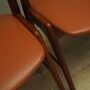 4x Chair Teak Wood Faux Leather Beige 1970s 5