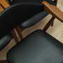 6x Chair Teak Wood Leather Black 1970s 8