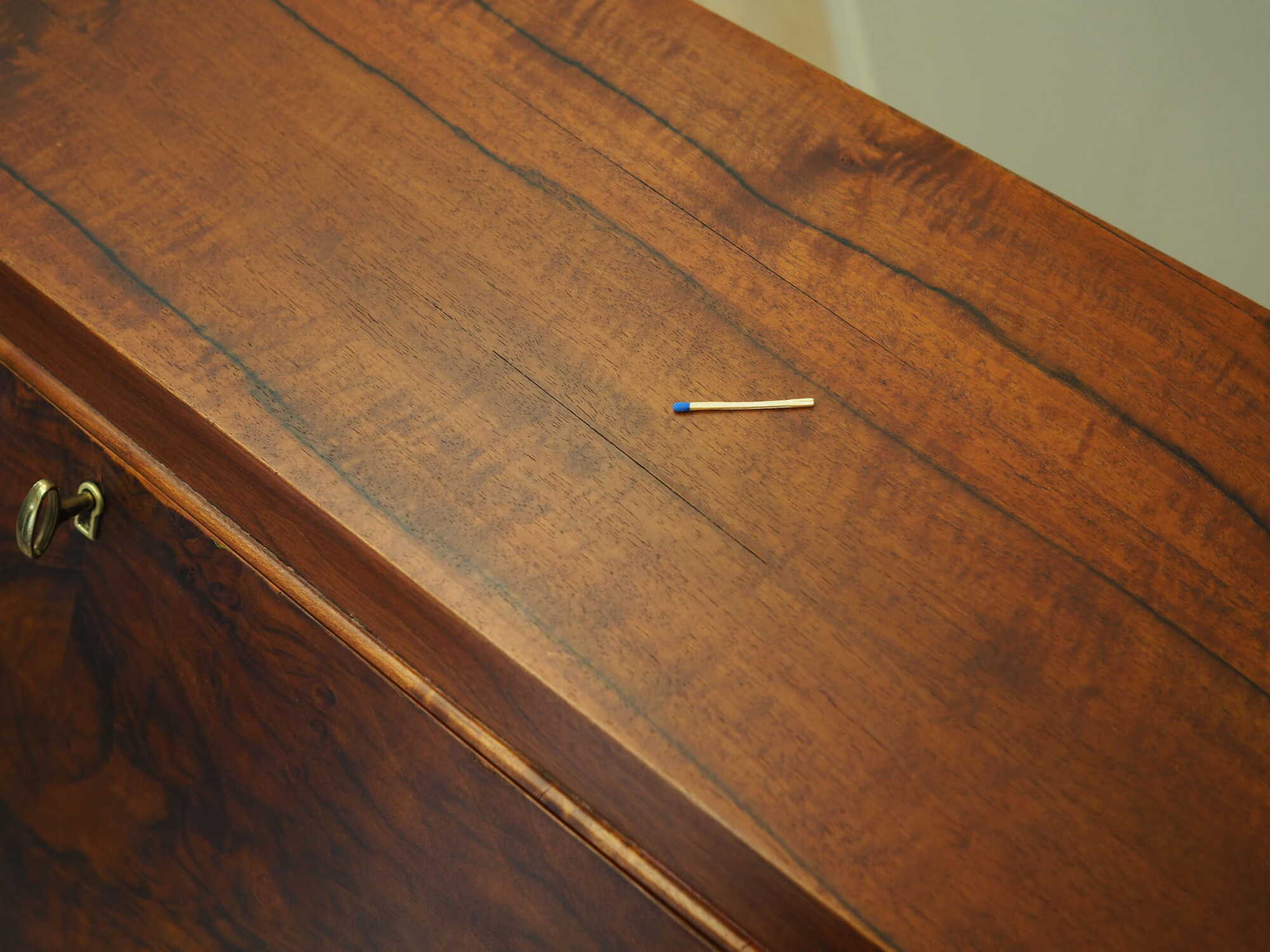 Vintage secretary desk, walnut wood, brown, 1960s 8