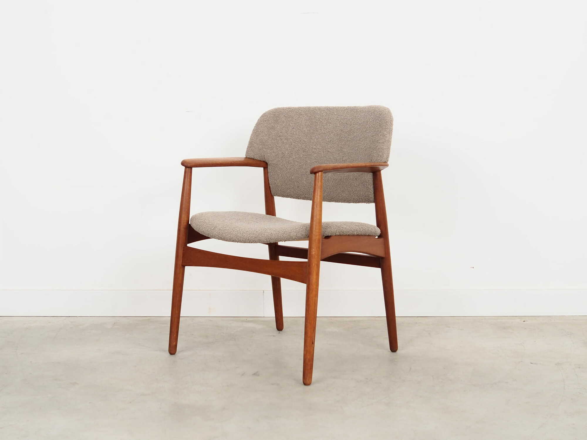 Vintage Chair Teak Wood Textile Grey 1960s 2