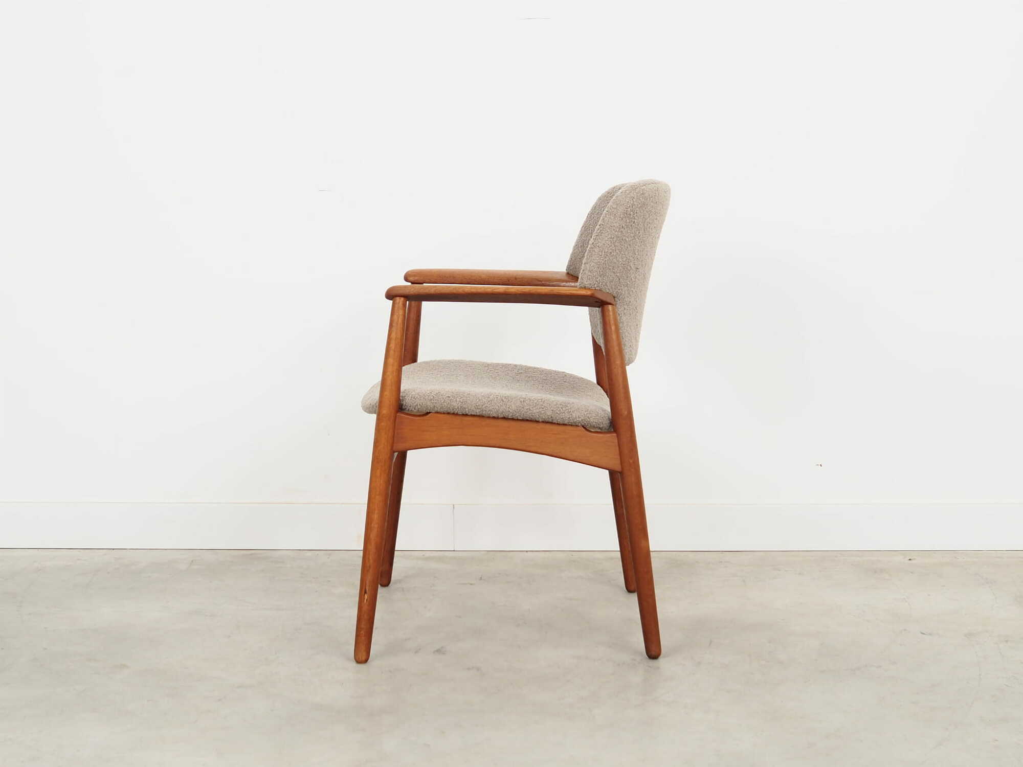 Vintage Chair Teak Wood Textile Grey 1960s 3