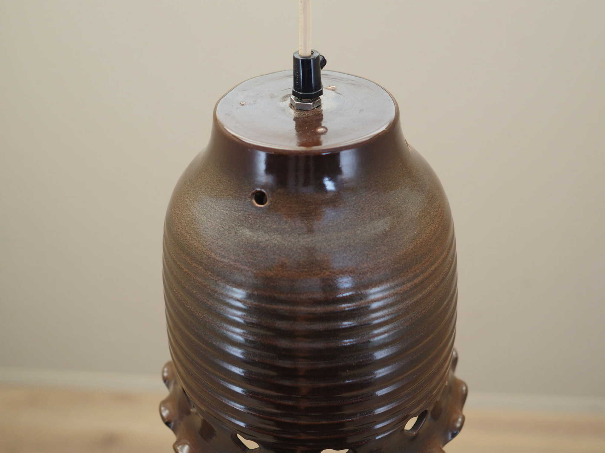 Vintage Pendant Lamp Ceramic Brown 1960s 8