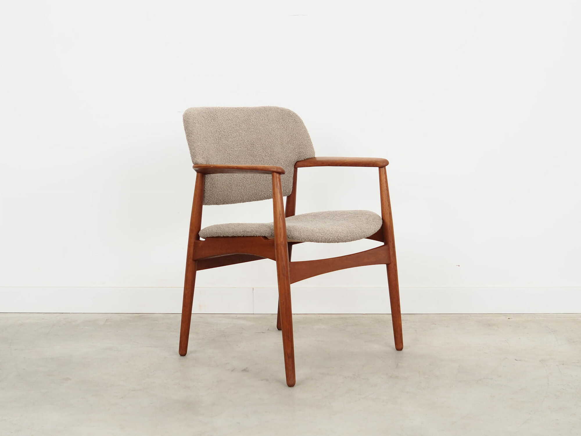 Vintage Chair Teak Wood Textile Grey 1960s 8