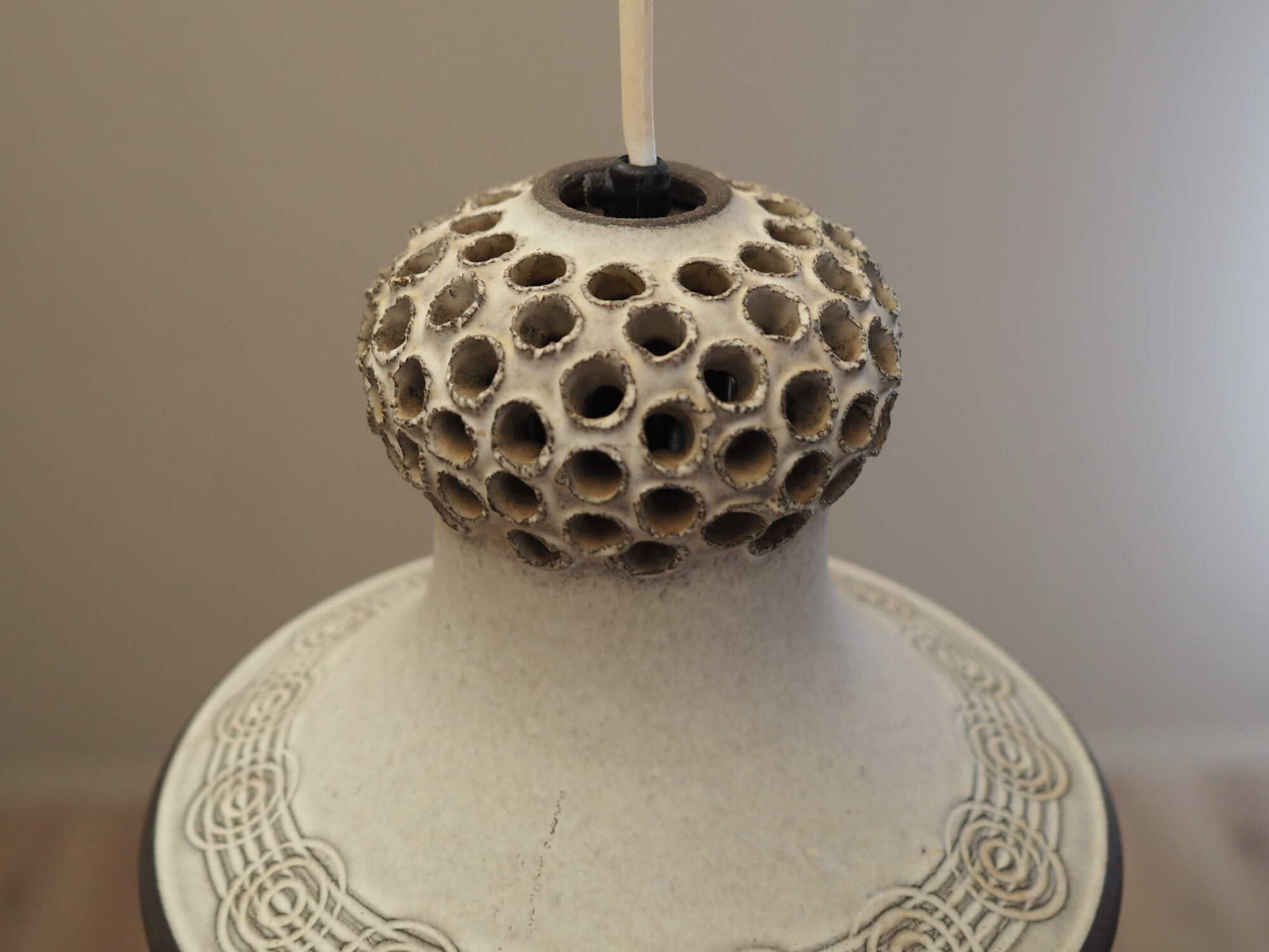 Vintage pendant lamp ceramic white 1960s 4