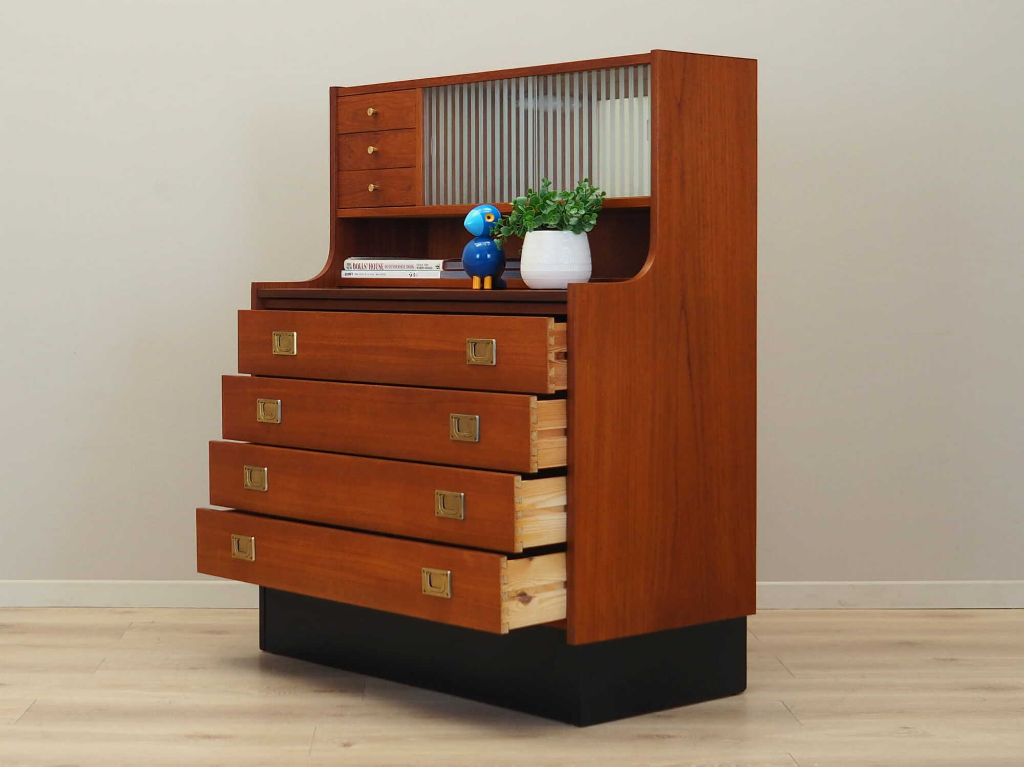 Vintage Secretary Teak Brown 1970s 2