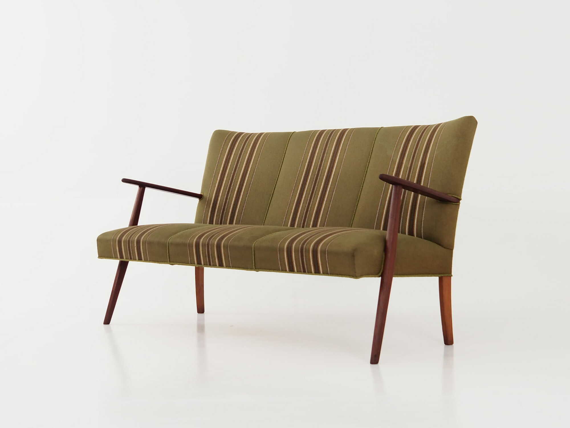 Vintage Sofa Teak wood Textile Green 1960s 4