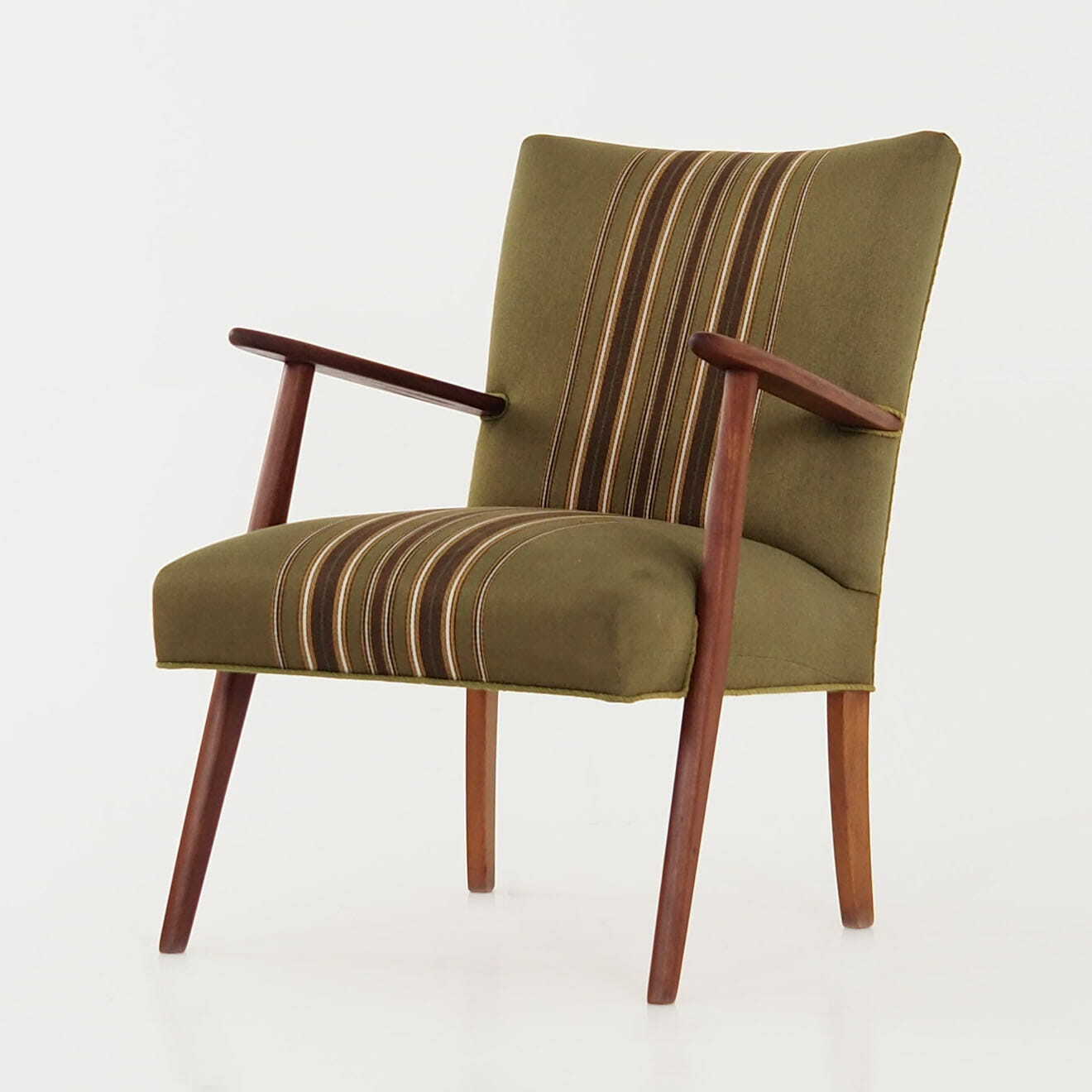Vintage chair teak wood textile green 1960s 1