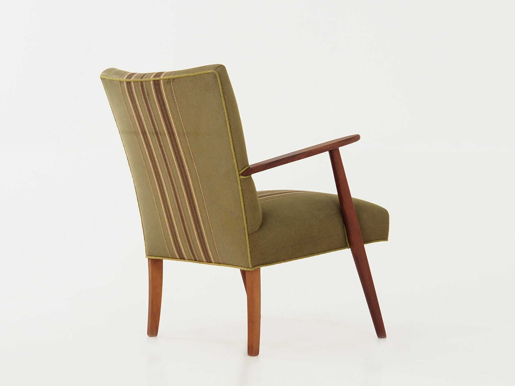 Vintage chair teak wood textile green 1960s 6
