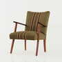 Vintage Chair Teak Wood Textile Green 1960s 2